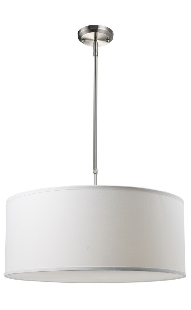Z-Lite-171-24W-C-Albion - 3 Light Pendant in Metropolitan Style - 24 Inches Wide by 11.5 Inches High   Brushed Nickel Finish with White Linen Fabric Shade