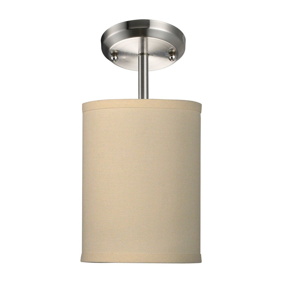 Z-Lite-171-6C-SF-Albion - 1 Light Semi-Flush Mount in Metropolitan Style - 6 Inches Wide by 11.5 Inches High   Brushed Nickel Finish with Creme Linen Fabric Shade