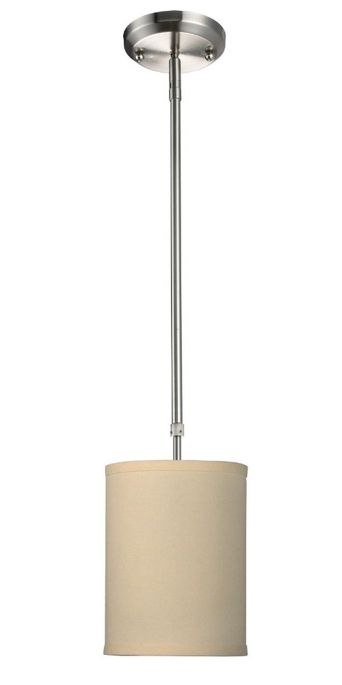 Z-Lite-171-6C-Albion - 1 Light Mini Pendant in Metropolitan Style - 6 Inches Wide by 8 Inches High   Brushed Nickel Finish with Creme Linen Fabric Shade