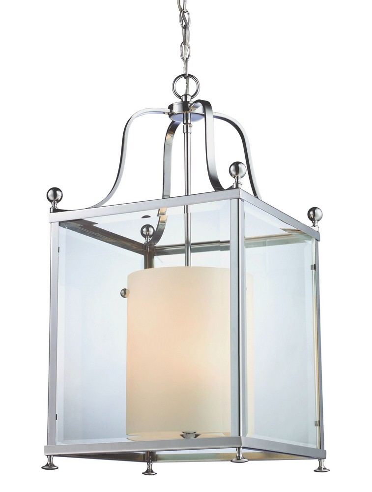 Z-Lite-176-6-Fairview - 6 Light Pendant in Seaside Style - 15.5 Inches Wide by 29.5 Inches High   Chrome Finish with Clear Beveled/Matte Opal Glass