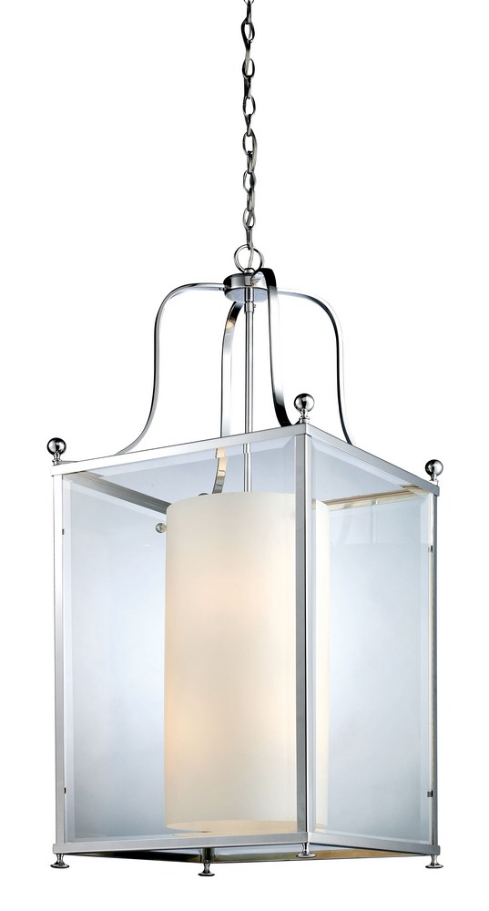 Z-Lite-176-8-Fairview - 8 Light Pendant in Seaside Style - 18.5 Inches Wide by 43.38 Inches High   Chrome Finish with Clear Beveled/Matte Opal Glass