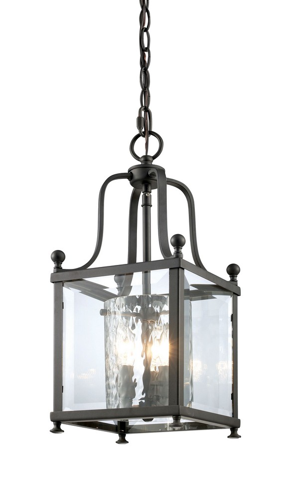 Z-Lite-177-3S-Fairview - 3 Light Pendant in Seaside Style - 8.25 Inches Wide by 19 Inches High   Bronze Finish with Clear Beveled/Clear Hammered Glass