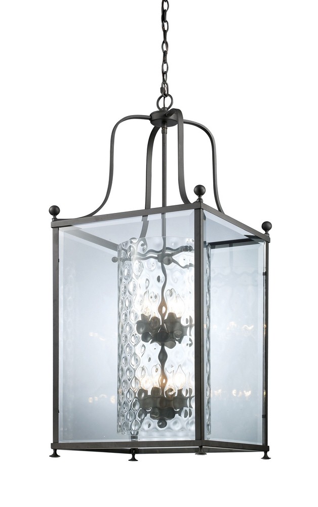 Z-Lite-177-8-Fairview - 8 Light Pendant in Seaside Style - 18.5 Inches Wide by 43.38 Inches High   Bronze Finish with Clear Beveled/Clear Hammered Glass