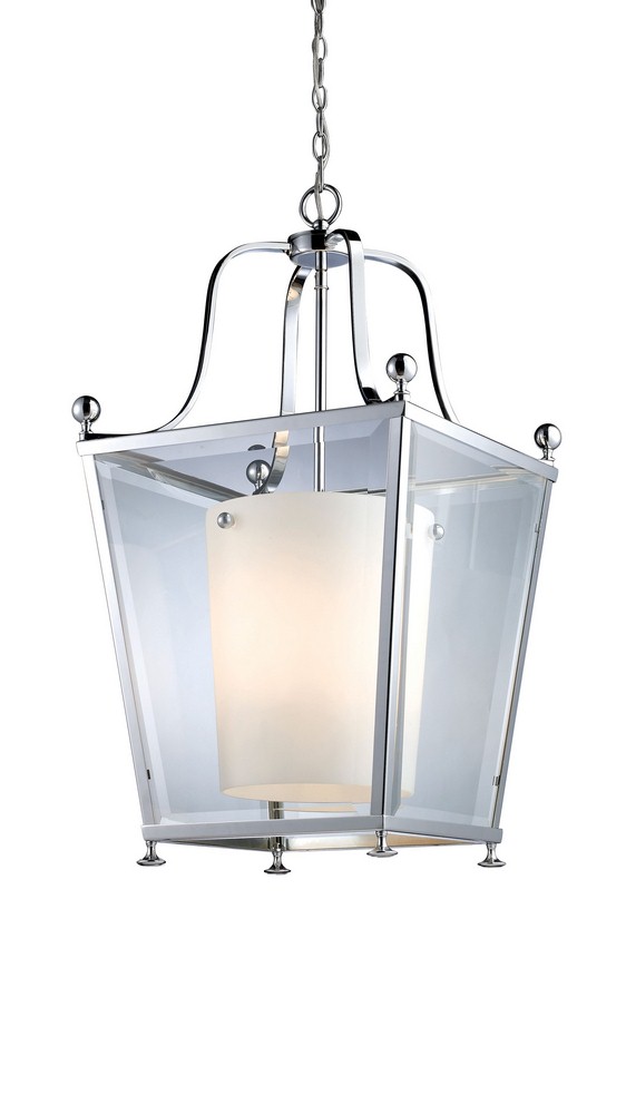 Z-Lite-178-4-Ashbury - 4 Light Pendant in Seaside Style - 15.5 Inches Wide by 26.25 Inches High   Chrome Finish with Clear Beveled/Matte Opal Glass