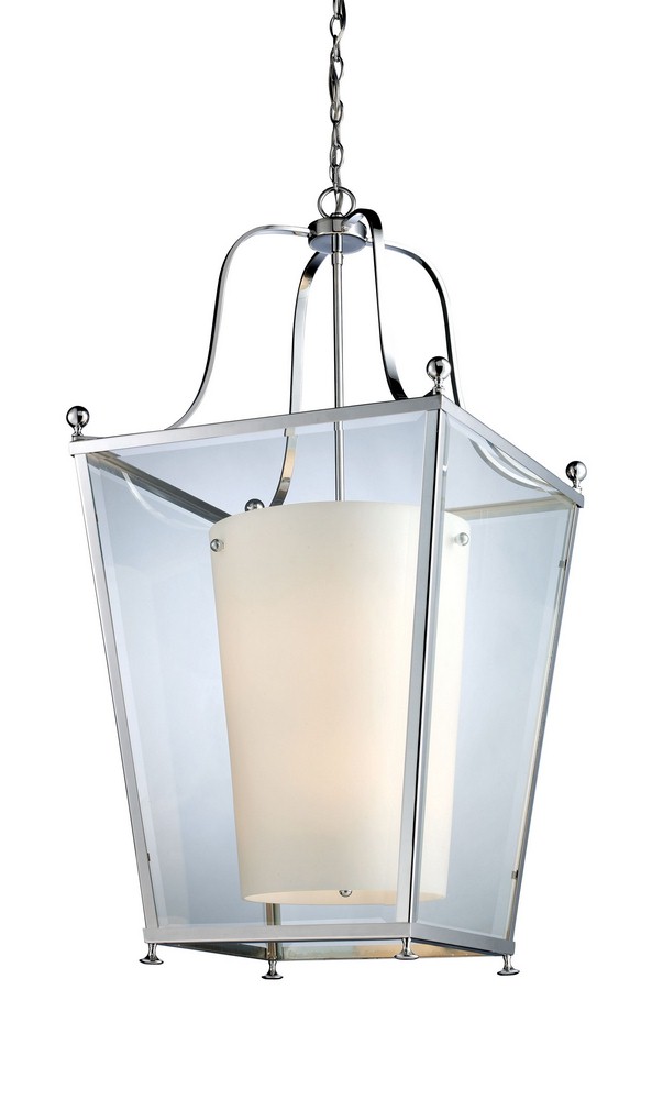 Z-Lite-178-6-Ashbury - 6 Light Pendant in Seaside Style - 18.5 Inches Wide by 35 Inches High   Chrome Finish with Clear Beveled/Matte Opal Glass