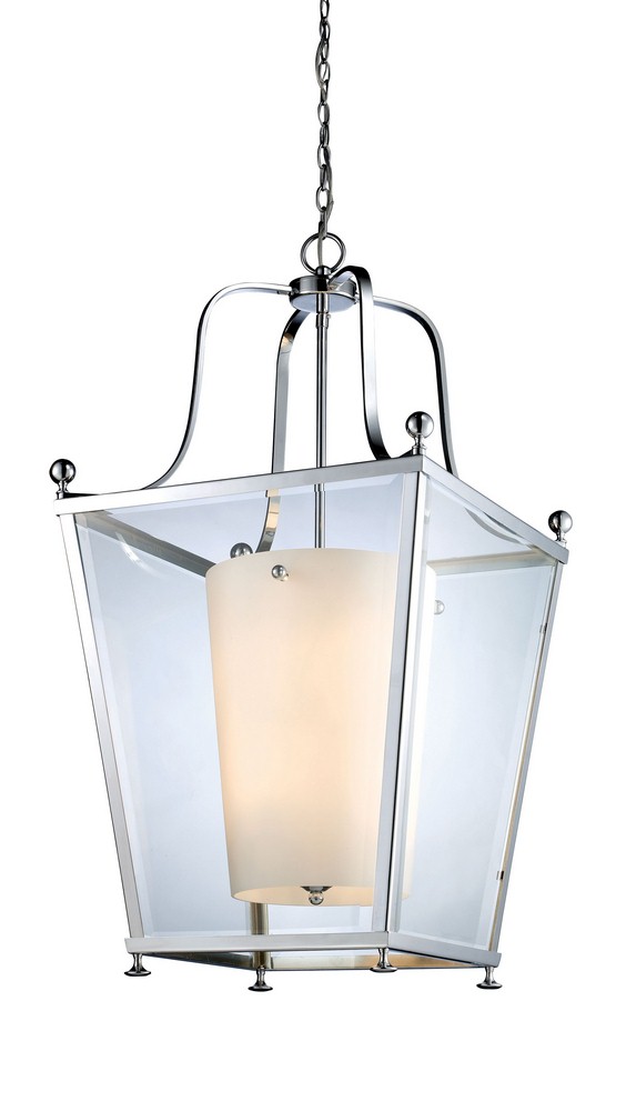 Z-Lite-178-8-Ashbury - 8 Light Pendant in Seaside Style - 21 Inches Wide by 42 Inches High   Chrome Finish with Clear Beveled/Matte Opal Glass