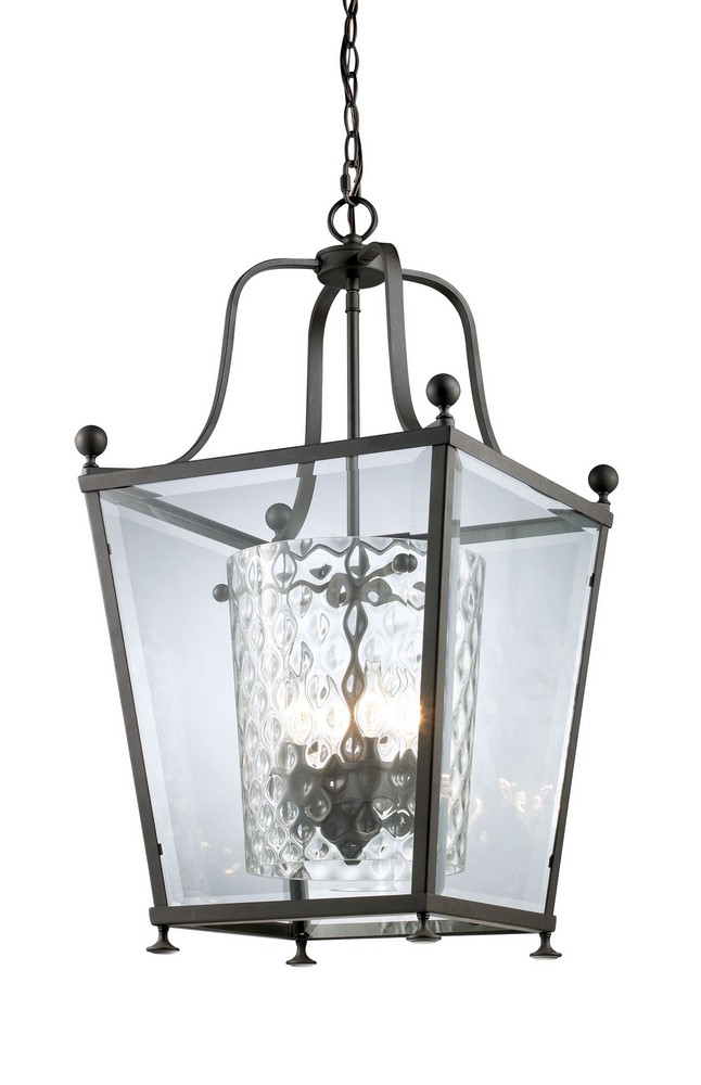 Z-Lite-179-3-Ashbury - 3 Light Pendant in Seaside Style - 10.88 Inches Wide by 23 Inches High   Bronze Finish with Clear Beveled/Clear Hammered Glass
