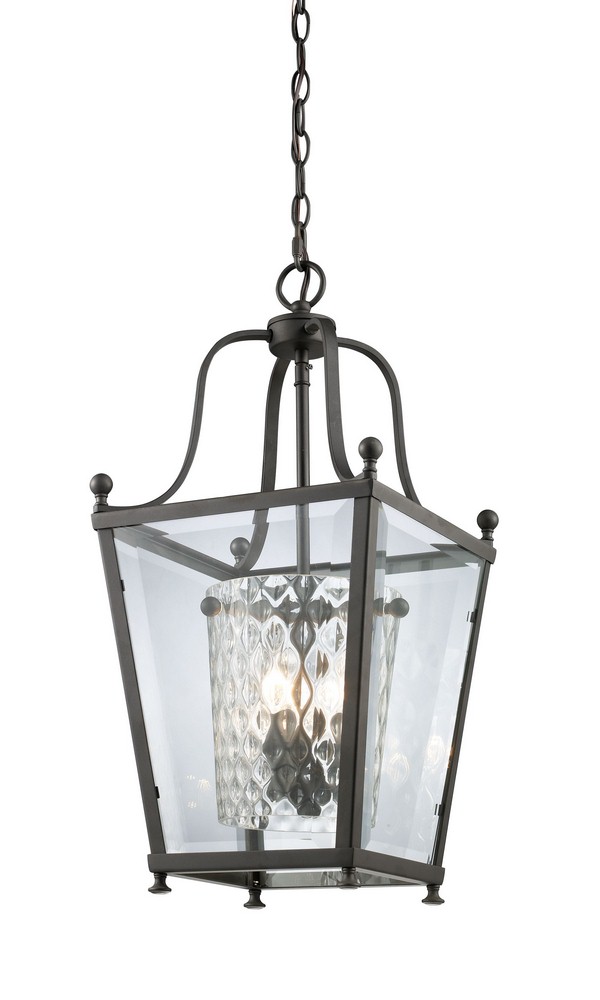 Z-Lite-179-4-Ashbury - 4 Light Pendant in Seaside Style - 15.5 Inches Wide by 29 Inches High   Bronze Finish with Clear Beveled/Clear Hammered Glass