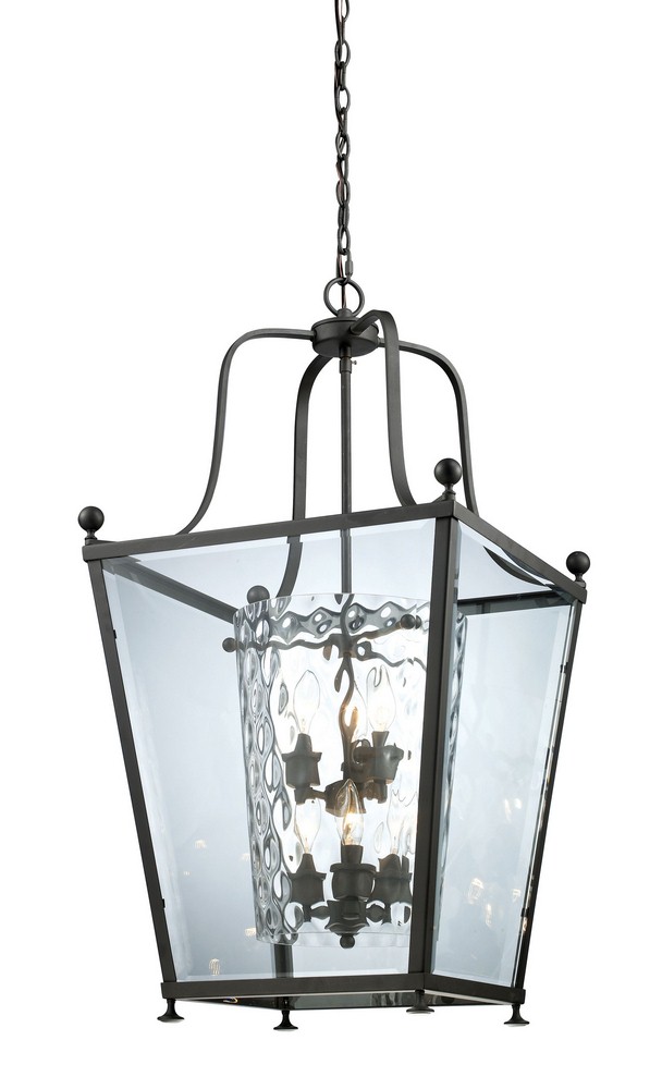 Z-Lite-179-6-Ashbury - 6 Light Pendant in Seaside Style - 18.5 Inches Wide by 35 Inches High   Bronze Finish with Clear Beveled/Clear Hammered Glass