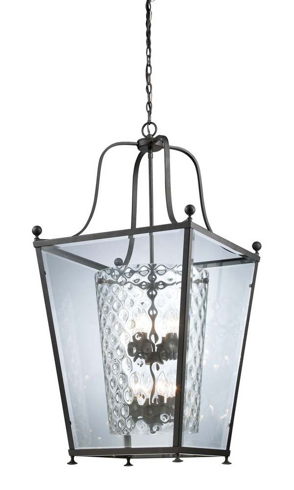 Z-Lite-179-8-Ashbury - 8 Light Pendant in Seaside Style - 21 Inches Wide by 42 Inches High   Bronze Finish with Clear Beveled/Clear Hammered Glass
