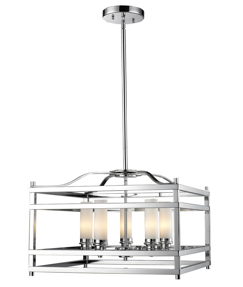 Z-Lite-180-5-Altadore - 5 Light Pendant in Metropolitan Style - 20.85 Inches Wide by 15 Inches High   Chrome Finish with Matte Opal Glass