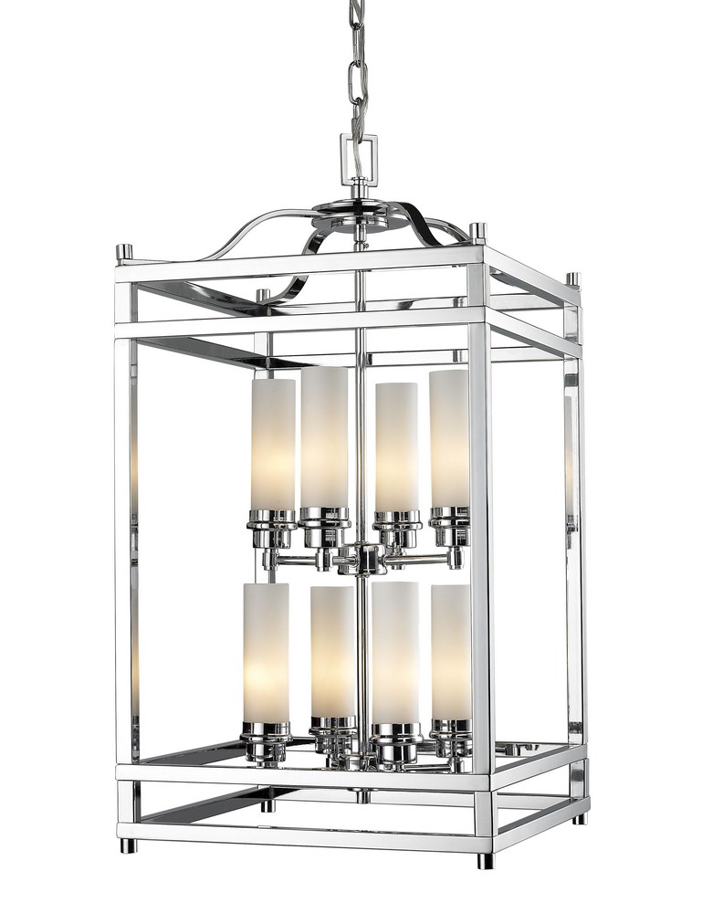 Z-Lite-180-8-Altadore - 8 Light Pendant in Metropolitan Style - 15 Inches Wide by 29 Inches High   Chrome Finish with Matte Opal Glass