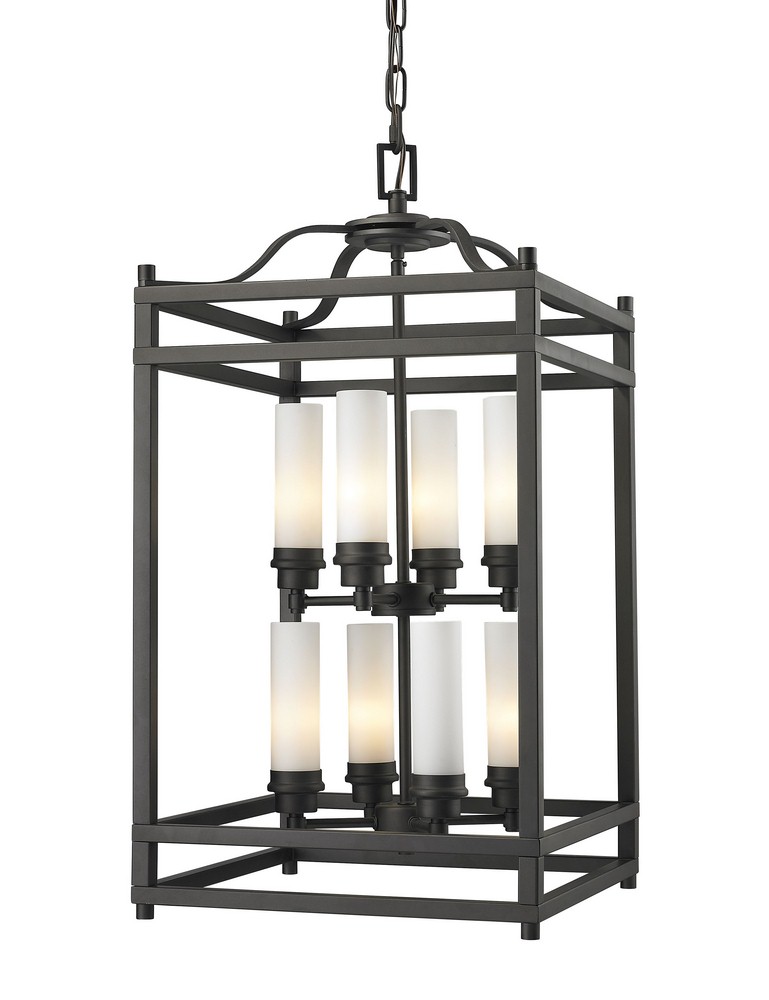 Z-Lite-181-8-Altadore - 8 Light Pendant in Metropolitan Style - 15 Inches Wide by 29 Inches High   Bronze Finish with Matte Opal Glass