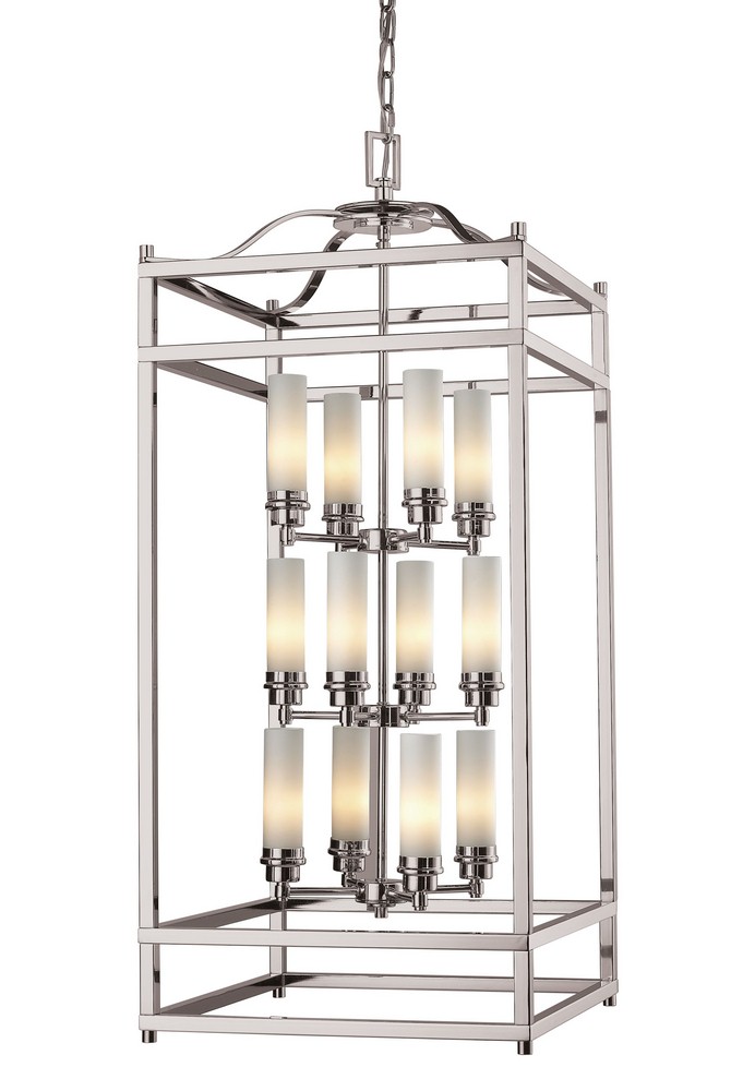 Z-Lite-182-12-Altadore - 12 Light Chandelier in Metropolitan Style - 17.75 Inches Wide by 41.38 Inches High   Brushed Nickel Finish with Matte Opal Glass