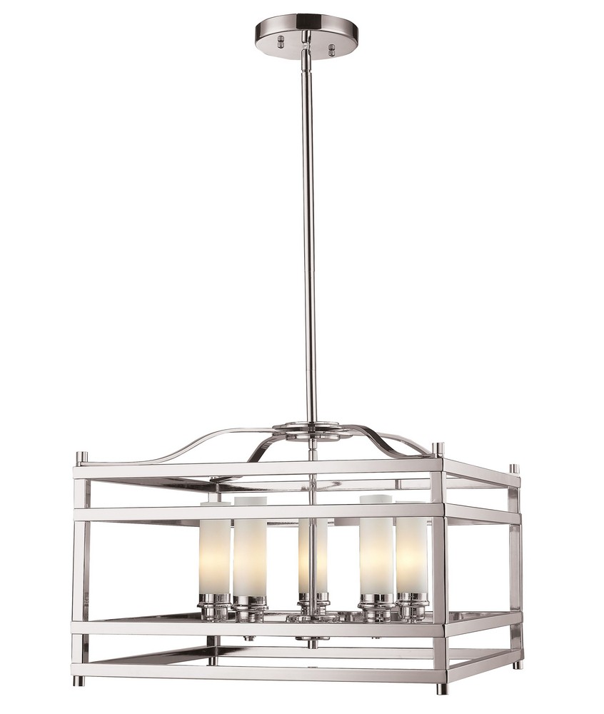 Z-Lite-182-5-Altadore - 5 Light Pendant in Metropolitan Style - 20.88 Inches Wide by 15 Inches High   Brushed Nickel Finish with Matte Opal Glass