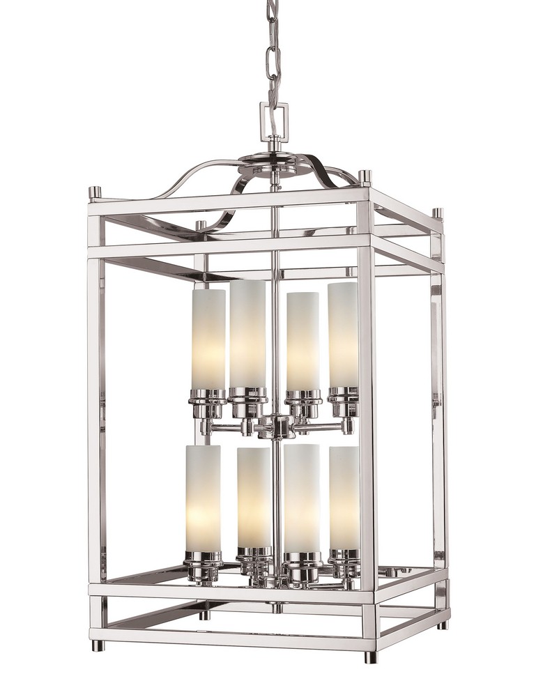 Z-Lite-182-8-Altadore - 8 Light Pendant in Metropolitan Style - 15 Inches Wide by 28.75 Inches High   Brushed Nickel Finish with Matte Opal Glass