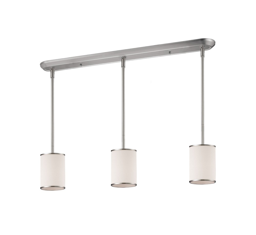 Z-Lite-183-6-3-Cameo - 3 Light Island/Billiard in Metropolitan Style - 6 Inches Wide by 6 Inches High   Brushed Nickel Finish with White Linen Fabric Shade