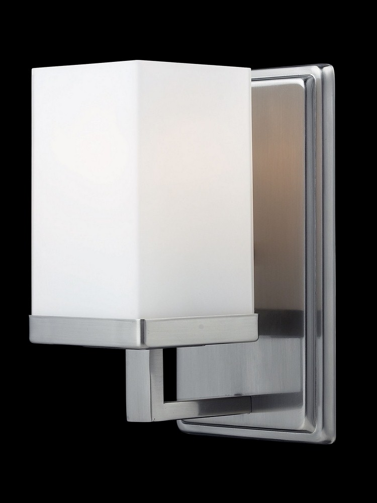 Z-Lite-1900-1V-Tidal - 1 Light Bath Vanity in Fusion Style - 4.5 Inches Wide by 8 Inches High   Brushed Nickel Finish with Matte Opal Glass