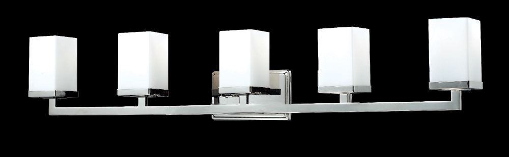 Z-Lite-1901-5V-Tidal - 5 Light Bath Vanity in Fusion Style - 40 Inches Wide by 8 Inches High   Chrome Finish with Matte Opal Glass