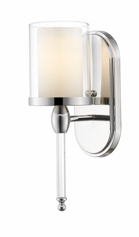 Z-Lite-1908-1S-Argenta - 1 Light Wall Sconce in Seaside Style - 4.75 Inches Wide by 14 Inches High   Chrome Finish with Clear/Matte Opal Glass