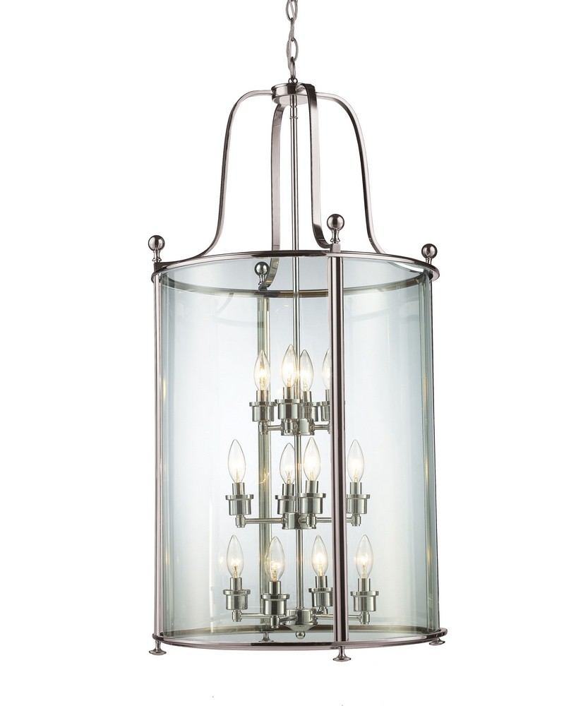 Z-Lite-191-12-Wyndham - 12 Light Pendant in Gothic Style - 21.5 Inches Wide by 43.5 Inches High   Brushed Nickel Finish with Clear Glass