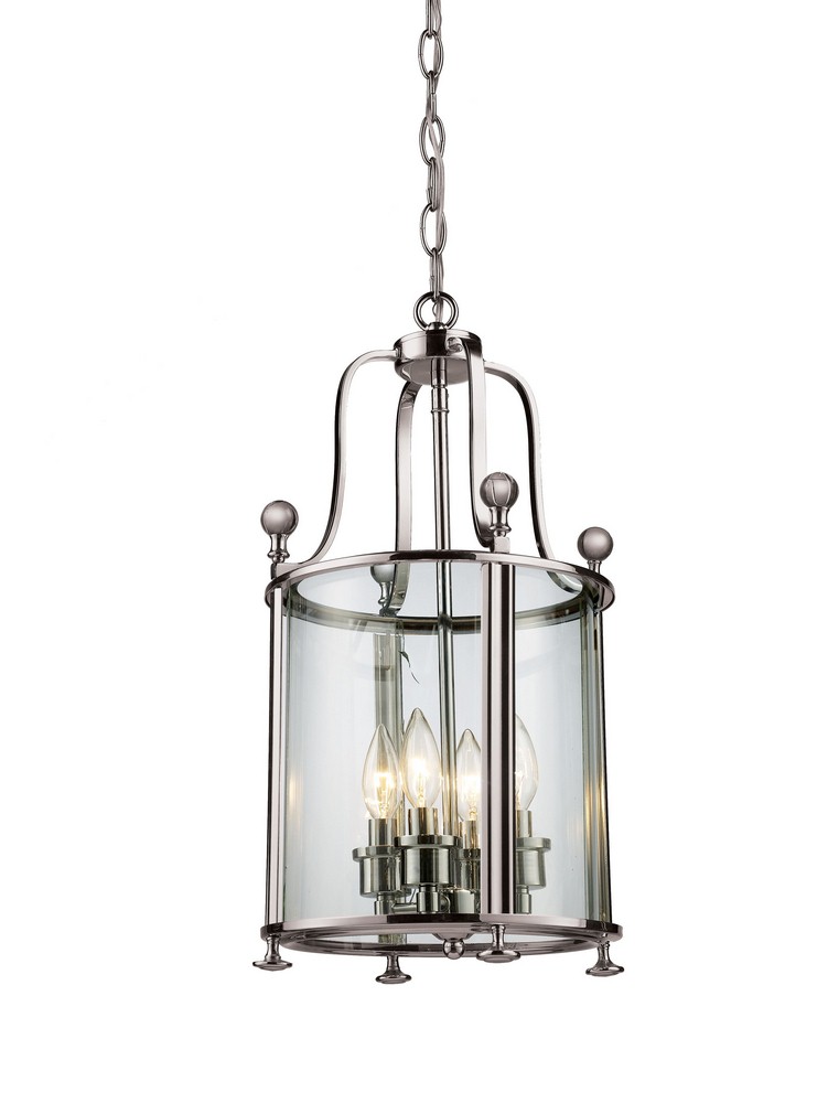 Z-Lite-191-4-Wyndham - 4 Light Pendant in Gothic Style - 11.5 Inches Wide by 21.63 Inches High   Brushed Nickel Finish with Clear Glass