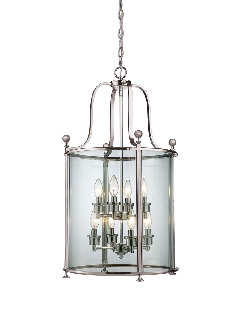 Z-Lite-191-8-Wyndham - 8 Light Pendant in Gothic Style - 18 Inches Wide by 31.75 Inches High   Brushed Nickel Finish with Clear Glass