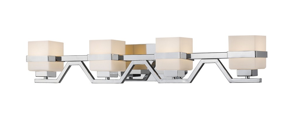 Z-Lite-1915-4V-CH-LED-Ascend - 32W 4 LED Bath Vanity in Fusion Style - 33.5 Inches Wide by 5.4 Inches High Chrome  Chrome Finish with Matte Opal Glass