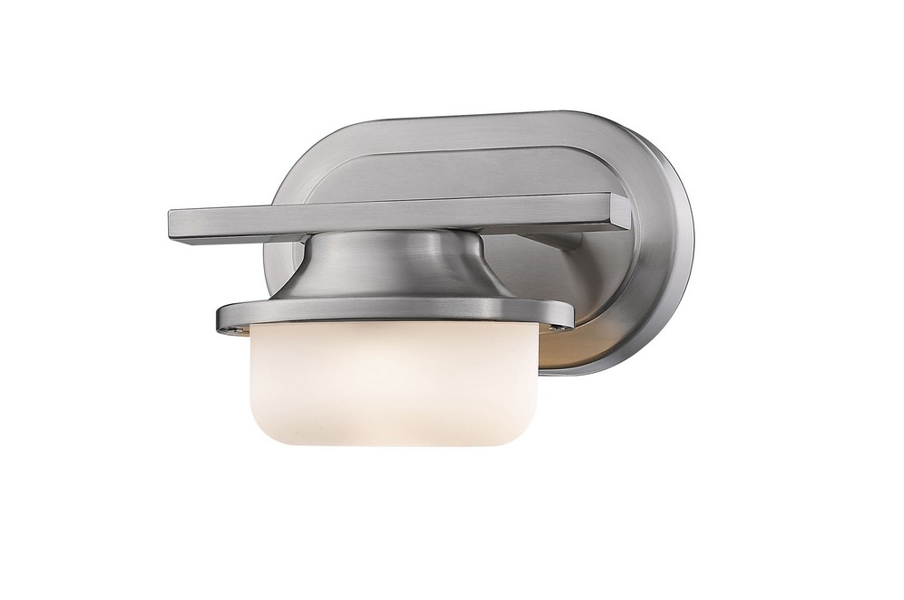 Z-Lite-1917-1S-BN-LED-Optum - 8W 1 LED Wall Sconce in Industrial Style - 8 Inches Wide by 6 Inches High Brushed Nickel  Chrome Finish with Matte Opal Glass