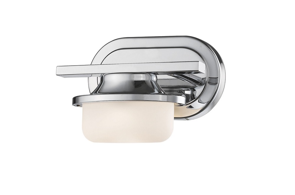 Z-Lite-1917-1S-CH-LED-Optum - 8W 1 LED Wall Sconce in Industrial Style - 8 Inches Wide by 6 Inches High Chrome  Chrome Finish with Matte Opal Glass