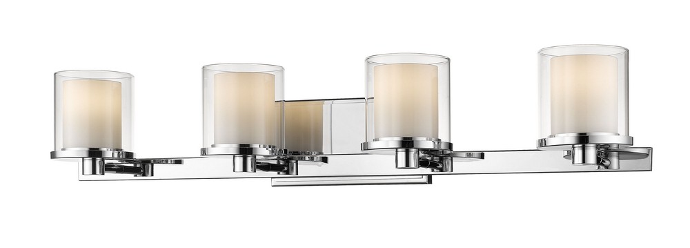 Z-Lite-1918-4V-CH-LED-Schema - 32W 4 LED Bath Vanity in Modern Style - 31.5 Inches Wide by 6 Inches High Chrome  Chrome Finish with Clear/Matte Opal Glass