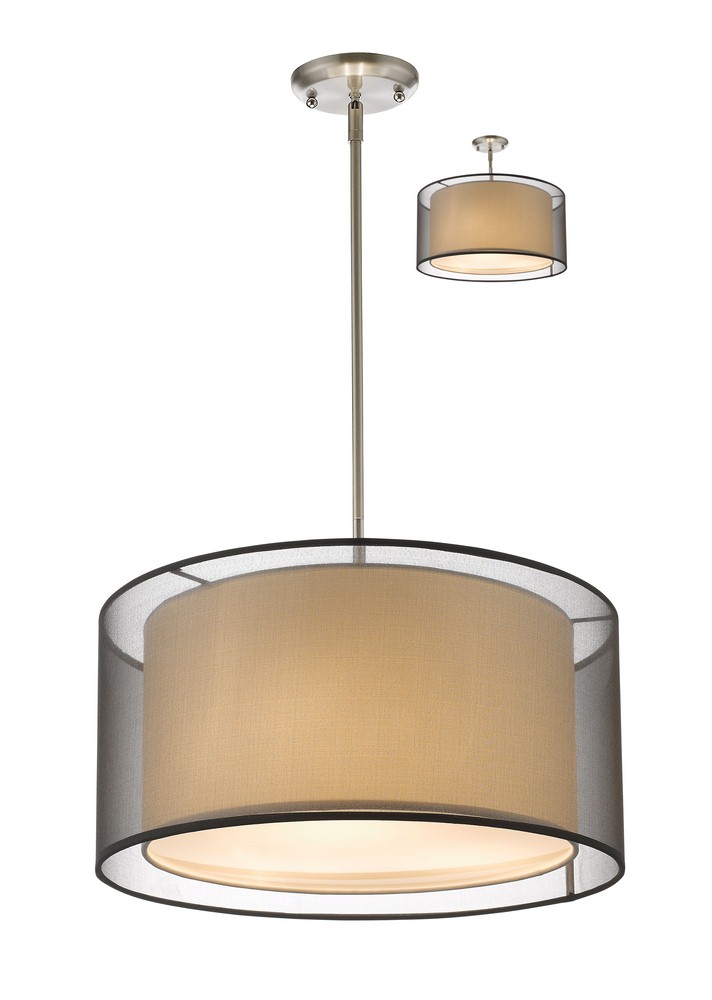 Z-Lite-192-18BK-C-Sedona - 3 Light Convertible Pendant in Metropolitan Style - 18 Inches Wide by 57.48 Inches High   Sedona - 3 Light Convertible Pendant in Metropolitan Style - 18 Inches Wide by 57.4