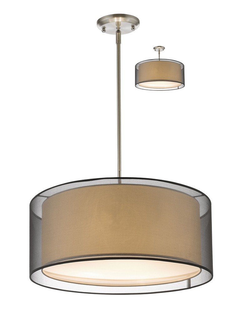 Z-Lite-192-24BK-C-Sedona - 3 Light Convertible Pendant in Metropolitan Style - 24 Inches Wide by 58.48 Inches High   Sedona - 3 Light Convertible Pendant in Metropolitan Style - 24 Inches Wide by 58.4