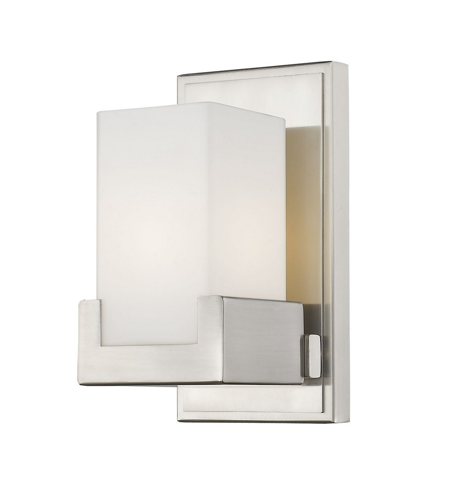 Z-Lite-1920-1S-BN-LED-Peak - 8W 1 LED Bath Vanity in Fusion Style - 4.5 Inches Wide by 8.75 Inches High Brushed Nickel  Chrome Finish with Clear/Matte Opal Glass