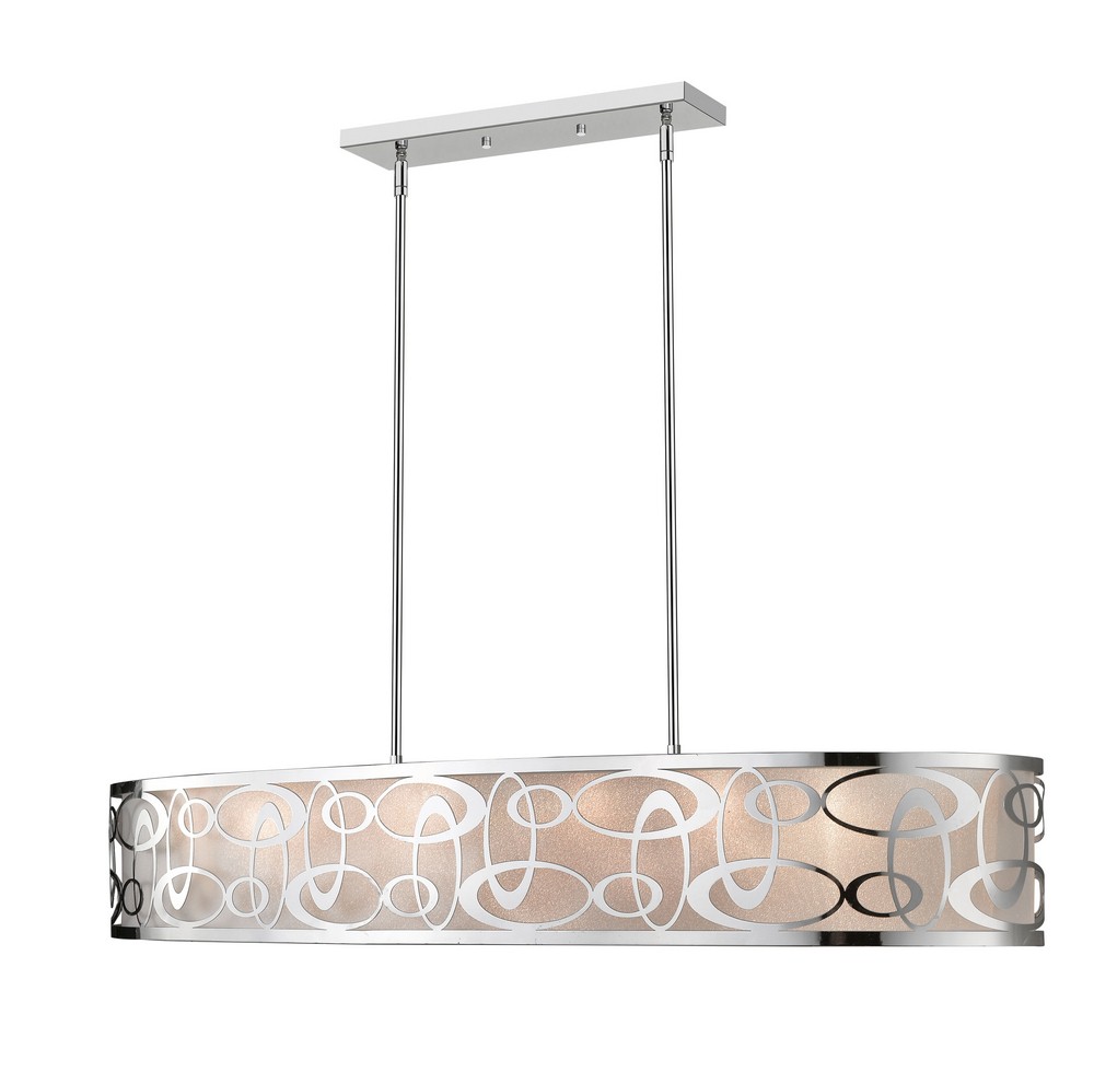 Z-Lite-195-55CH-Opal - 8 Light Pendant in Nature Style - 20 Inches Wide by 9.13 Inches High Chrome  Chrome Finish with White Fabric Shade