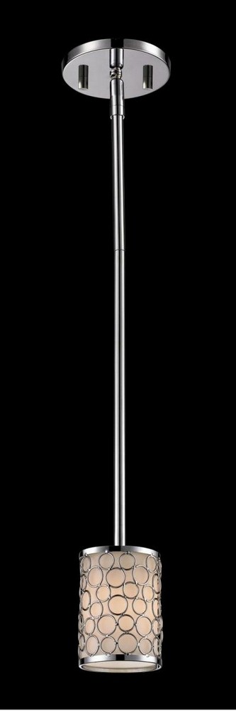 Z-Lite-199MP-Synergy - 1 Light Mini Pendant in Whimsical Style - 4.5 Inches Wide by 52.15 Inches High   Chrome Finish with Matte Opal Glass