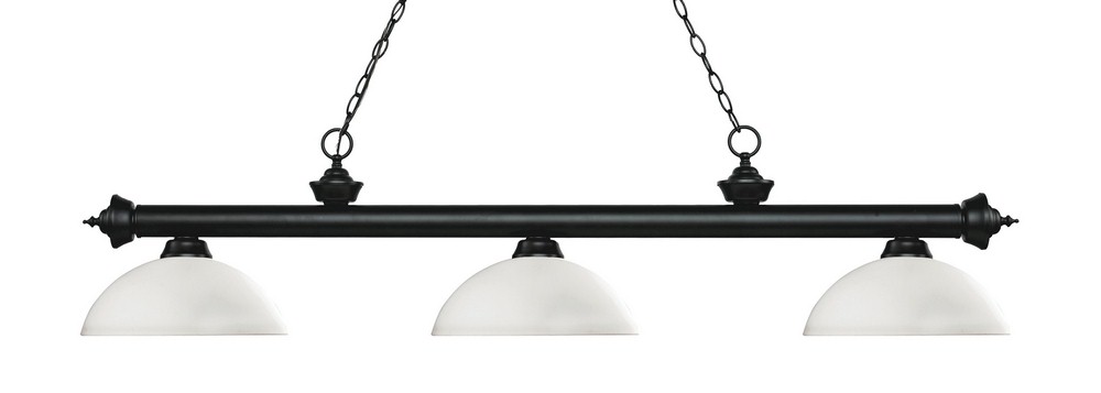 Z-Lite-200-3MB-DMO14-Riviera - 3 Light Island/Billiard in Craftsman Style - 13.5 Inches Wide by 12.75 Inches High Matte Black Matte Opal Matte Black Finish with White Linen Glass