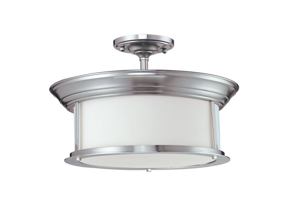 Z-Lite-2002SF-BN-Sonna - 3 Light Semi-Flush Mount in Seaside Style - 15.5 Inches Wide by 10 Inches High   Brushed Nickel Finish with Matte Opal Glass