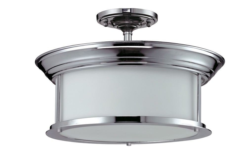 Z-Lite-2003SF-CH-Sonna - 3 Light Semi-Flush Mount in Seaside Style - 15.5 Inches Wide by 10 Inches High   Chrome Finish with Matte Opal Glass