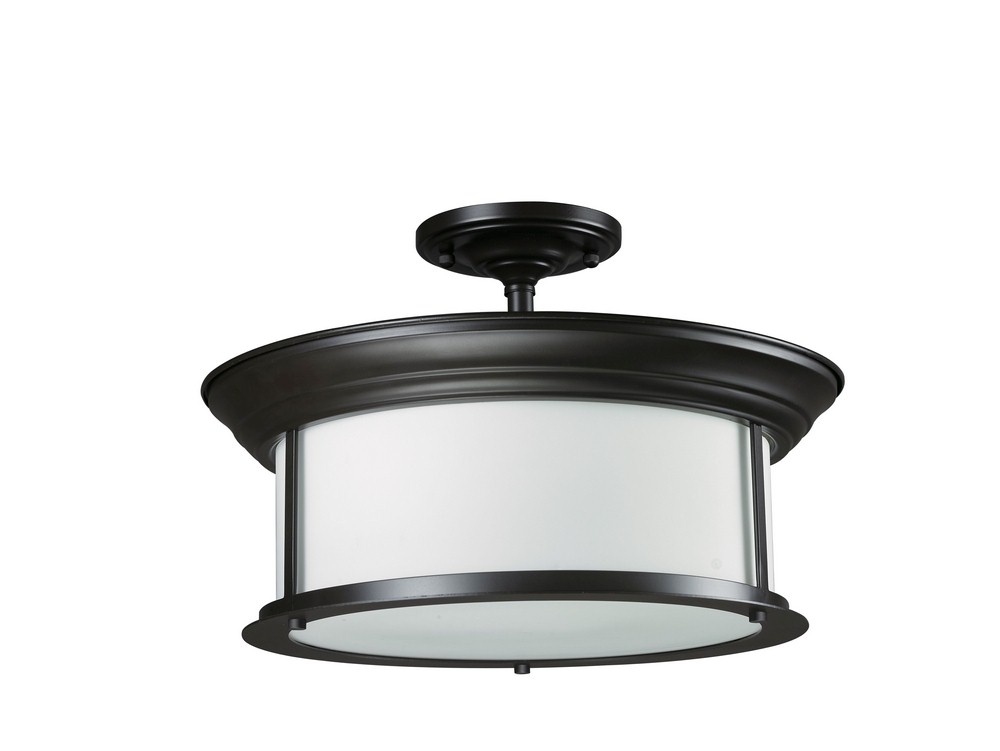 Z-Lite-2004SF-BRZ-Sonna - 3 Light Semi-Flush Mount in Seaside Style - 15.5 Inches Wide by 10 Inches High   Bronze Finish with Matte Opal Glass