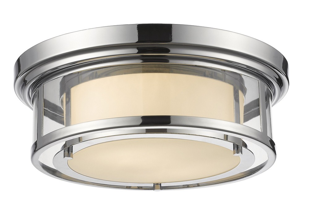 Z-Lite-2005F16-CH-Luna - 2 Light Flush Mount in Seaside Style - 15.5 Inches Wide by 5.5 Inches High Chrome  Chrome Finish with Matte Opal Glass