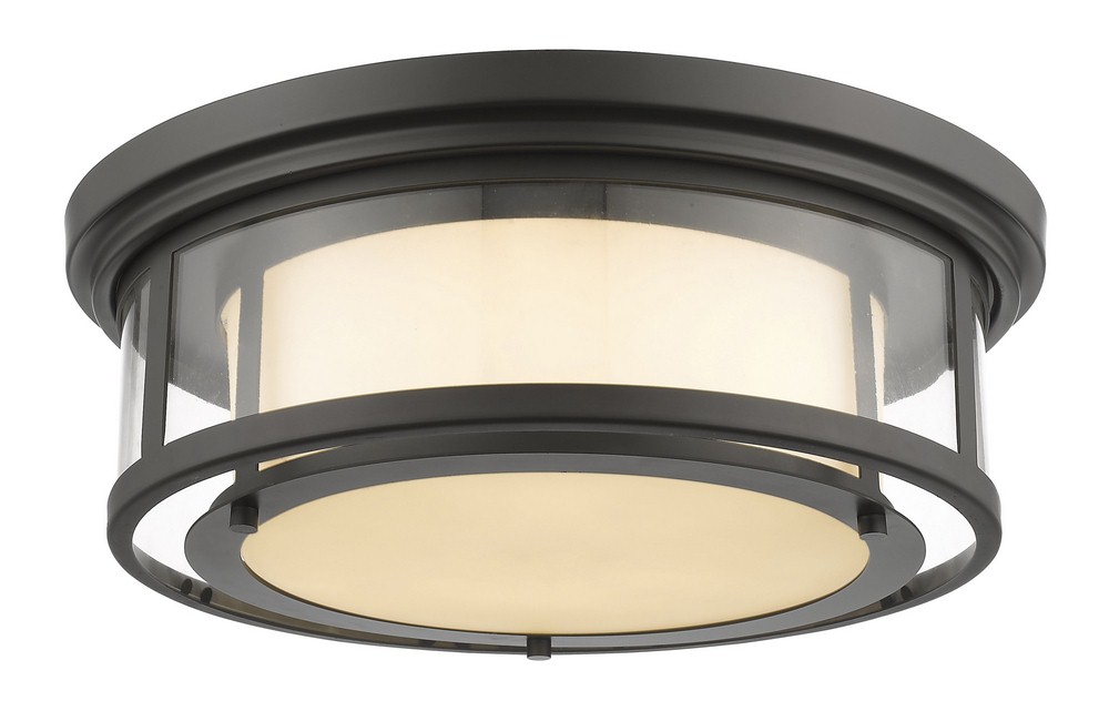 Z-Lite-2005F18-BRZ-Luna - 3 Light Flush Mount in Seaside Style - 18.25 Inches Wide by 6.25 Inches High Bronze  Chrome Finish with Matte Opal Glass