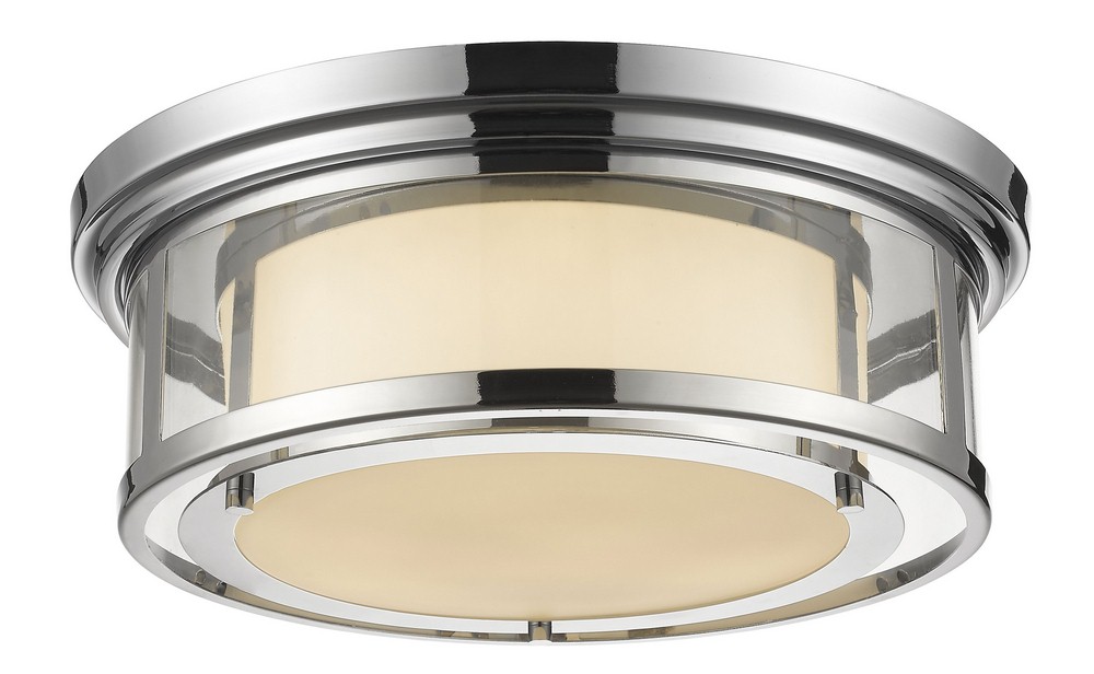 Z-Lite-2005F18-CH-Luna - 3 Light Flush Mount in Seaside Style - 18.25 Inches Wide by 6.25 Inches High Chrome  Chrome Finish with Matte Opal Glass