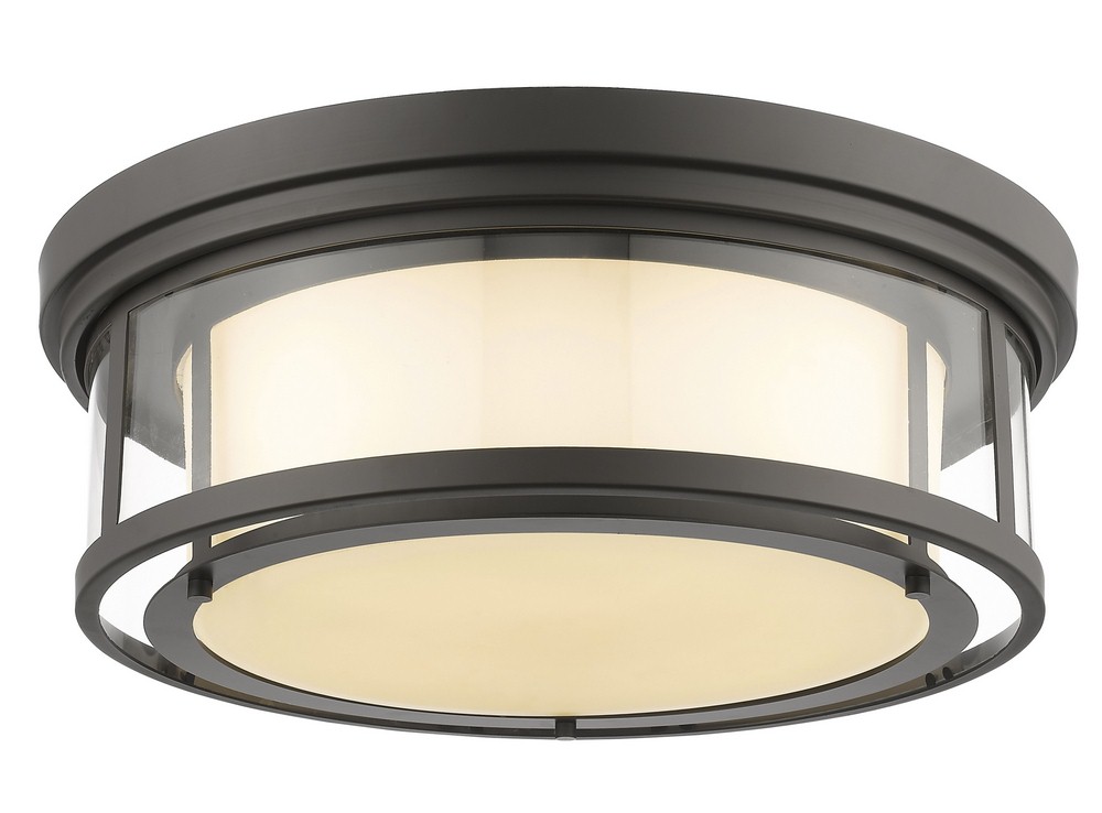 Z-Lite-2005F21-BRZ-Luna - 4 Light Flush Mount in Fusion Style - 21.25 Inches Wide by 7 Inches High Bronze  Chrome Finish with Matte Opal Glass