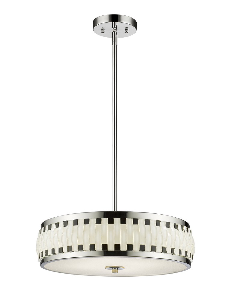 Z-Lite-2008-16CH-LED-Sevier - 80W 4 LED Pendant in Fusion Style - 16 Inches Wide by 5 Inches High   Chrome Finish with Black/White Glass