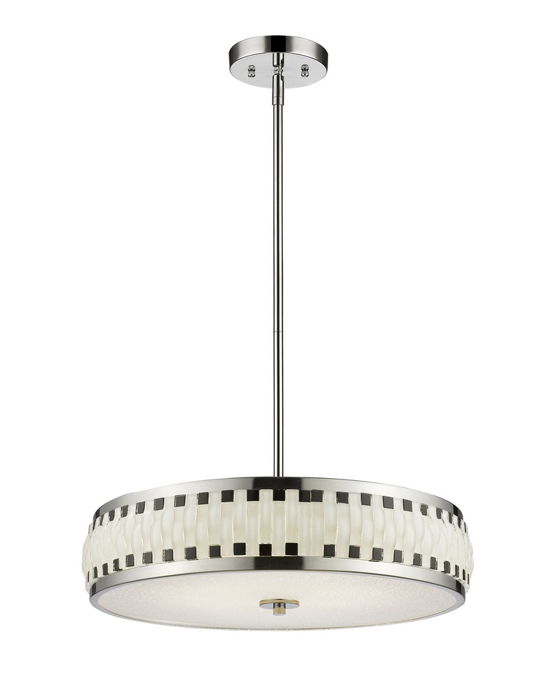 Z-Lite-2008-19CH-LED-Sevier - 180W 6 LED Pendant in Rustic Style - 20 Inches Wide by 5 Inches High   Chrome Finish with Black/White Glass