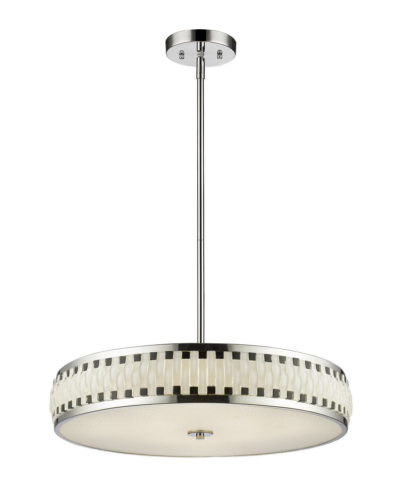 Z-Lite-2008-23CH-LED-Sevier - 210W 7 LED Pendant in Rustic Style - 24 Inches Wide by 5 Inches High   Chrome Finish with Black/White Glass