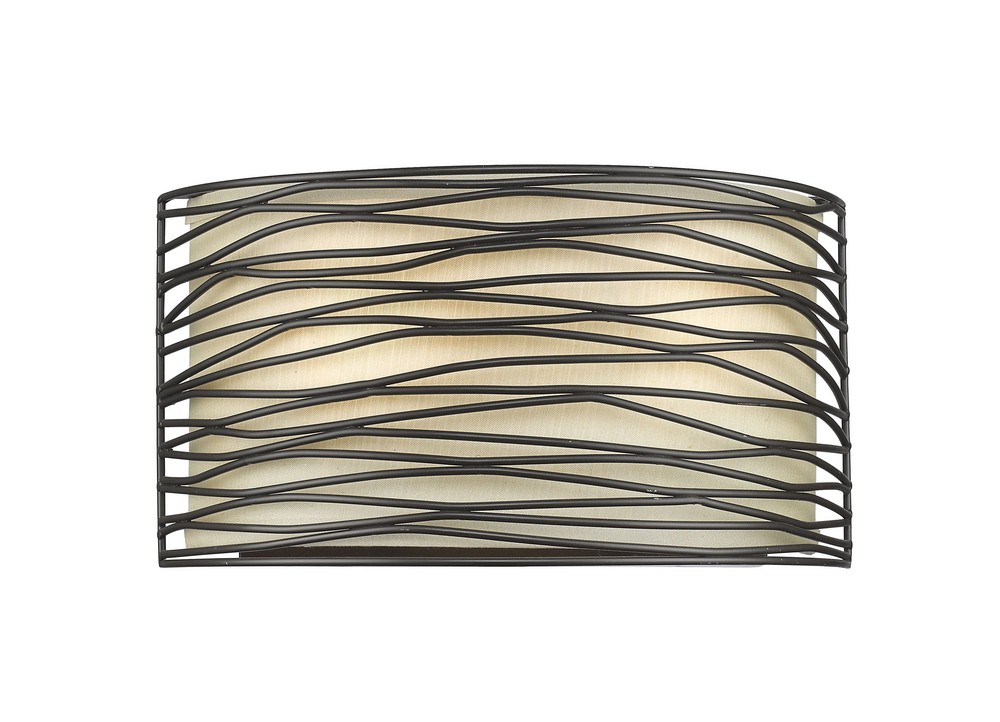 Z-Lite-2009-1S-BRZ-Zinnia - 2 Light Wall Sconce in Urban Style - 7.5 Inches Wide by 10.5 Inches High   Bronze Finish with Flax Linen Fabric Shade