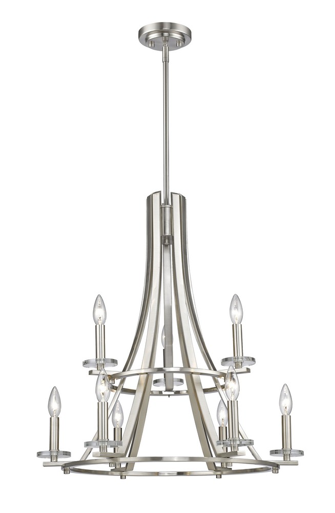 Z-Lite-2010-9BN-Verona - 9 Light Chandelier in Urban Style - 25 Inches Wide by 27 Inches High Brushed Nickel  Bronze Finish