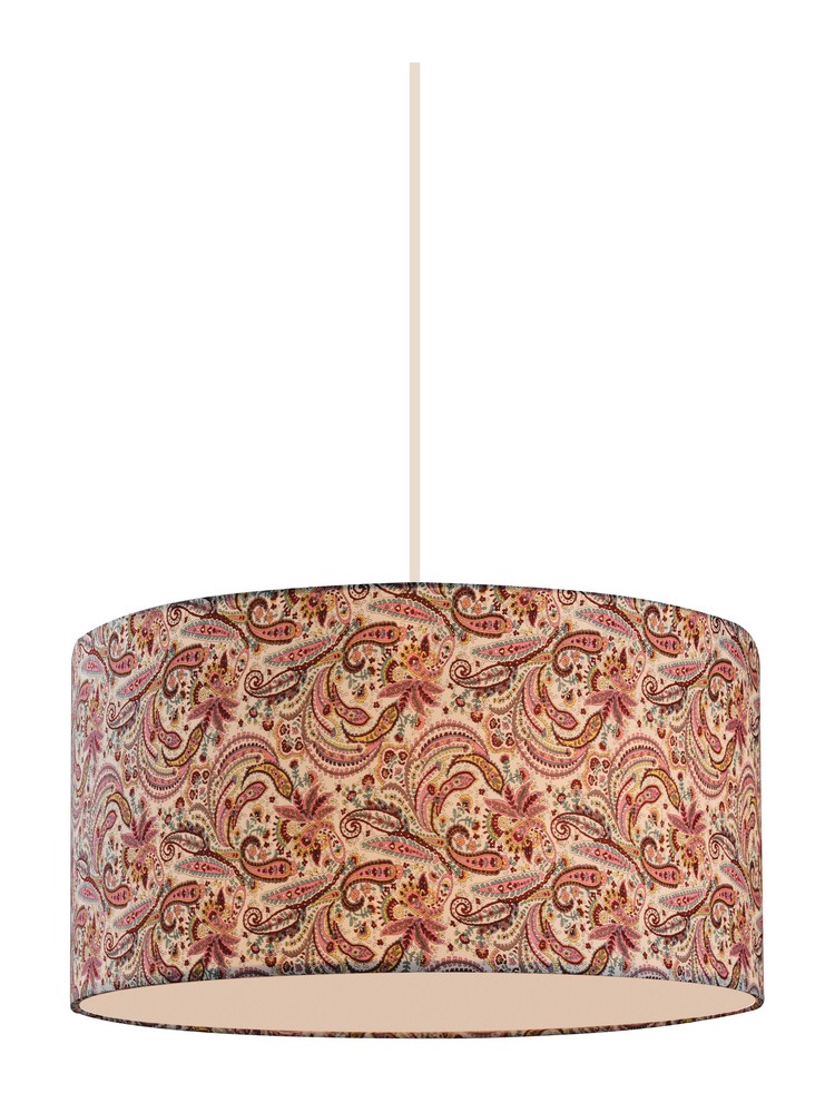 Z-Lite-204-16-Astra - 3 Light Pendant in Vintage Style - 16 Inches Wide by 8 Inches High Gloss White Pink Gloss White Finish with Pink Fabric Shade